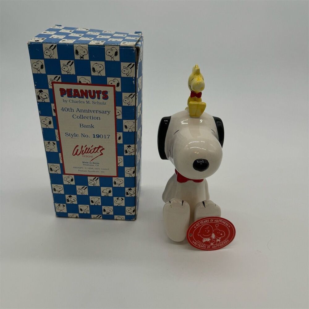Vintage 1990 Willitts Peanuts Snoopy & Woodstock 40th Anniversary Bank